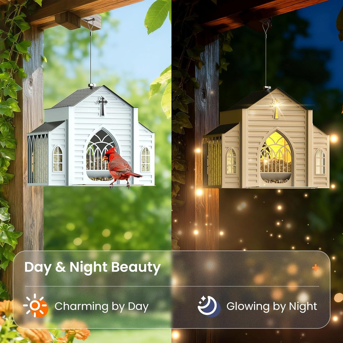 LichtNest™ Solar-Vogelfutterhaus – Dekorative Gartenbeleuchtung & Vogelfütterung