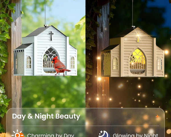 LichtNest™ Solar-Vogelfutterhaus – Dekorative Gartenbeleuchtung & Vogelfütterung