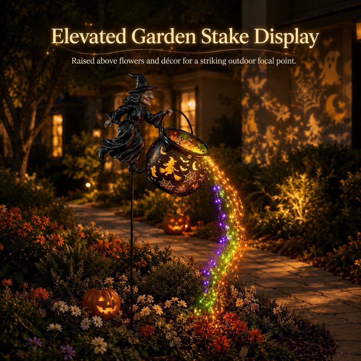 HexaGlow™ Halloween Hexenkessel Gartenlicht – Magische Farben & Projektionen für Ihre Halloween-Dekoration 🎃✨