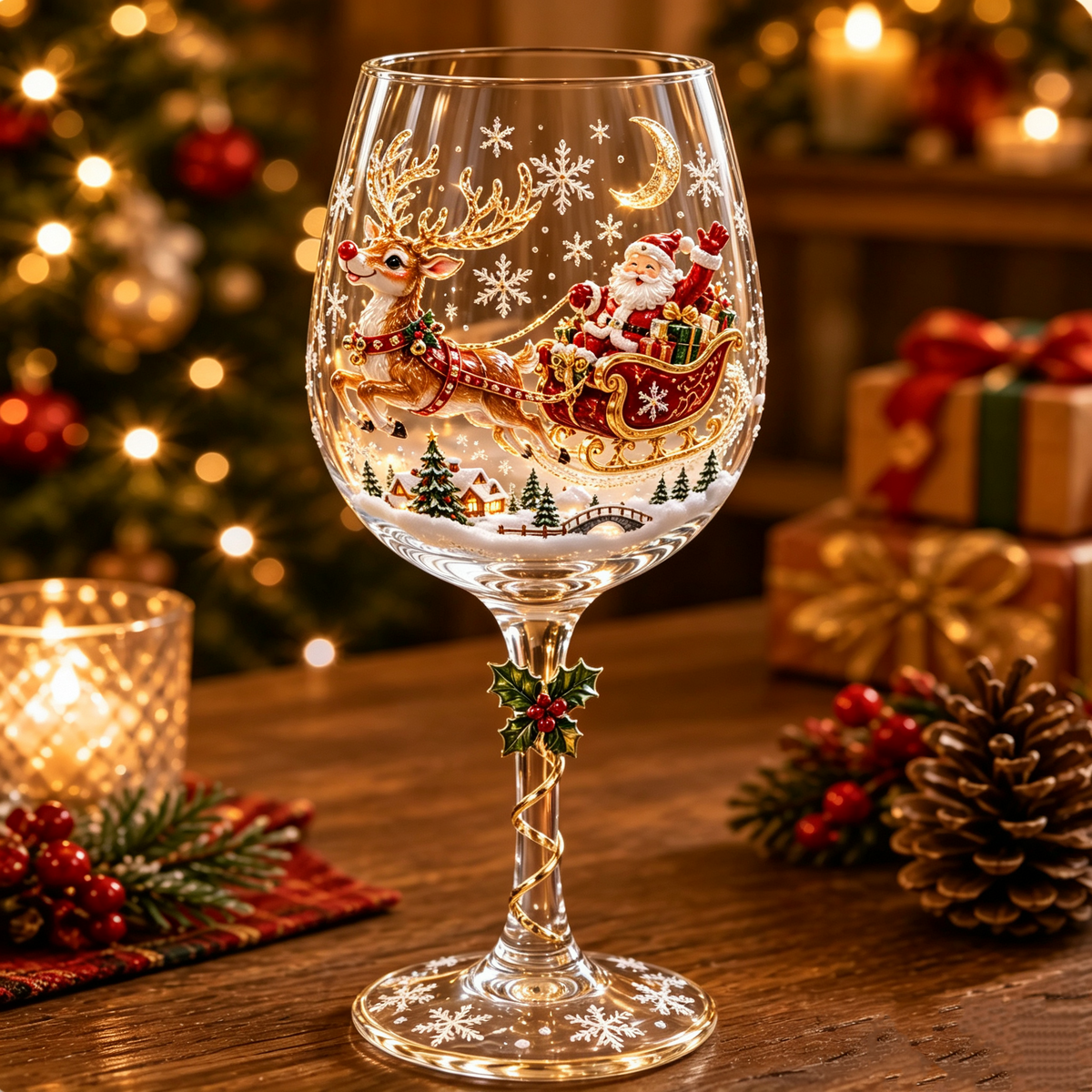 FestivoGlas™ 3D Weihnachts-Weingläser – Festlicher Trinkgenuss mit zauberhaftem Weihnachtsdesign
