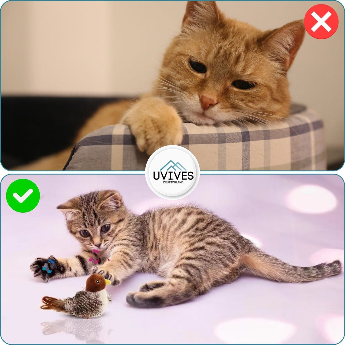 PurrTweet™ - Interaktives zwitscherndes Vogelspielzeug für Katzen