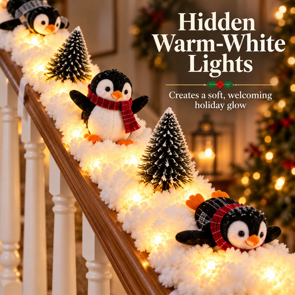 PinguLumi™ Weihnachts-Treppendeko | Kuschelige Pinguine & warmer Lichterglanz