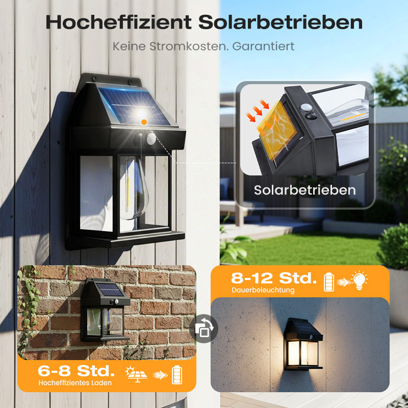 Solvanta™ Solar-Wandleuchte mit Bewegungsmelder | Stilvolle Beleuchtung ohne Kabel
