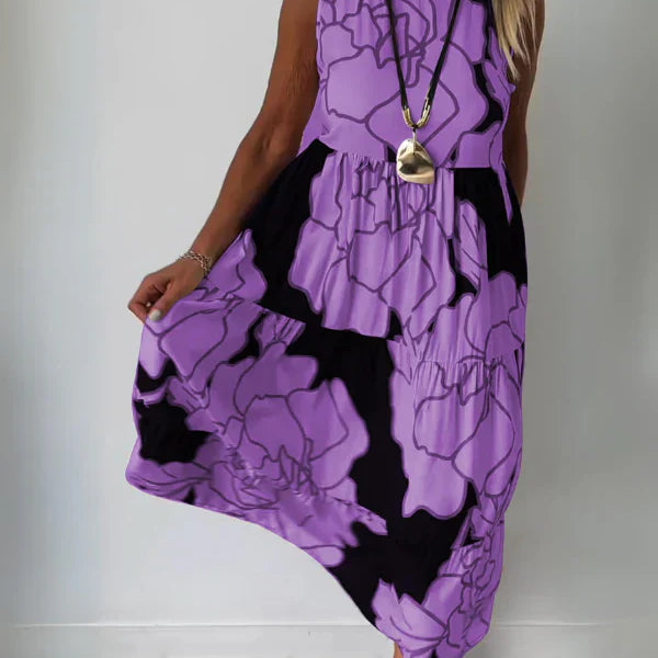 Bedrucktes schulterfreies Kleid