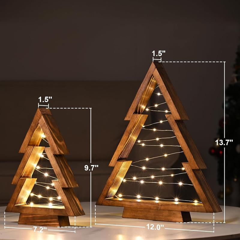 WoodLumi™ Weihnachtsbaum-Set – Beleuchtete Holz-Weihnachtsbäume mit LED-Lichtern | Gemütlicher Festtagsglanz