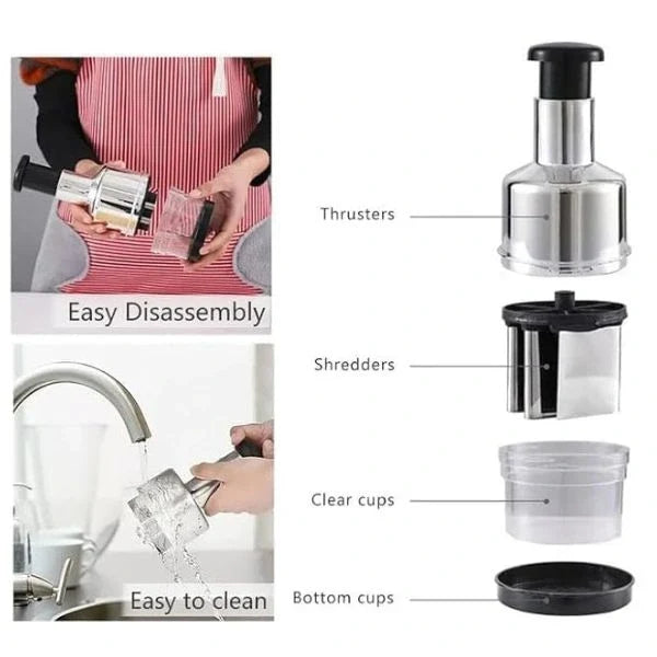 ChopEase™ | Edelstahl-Knoblauch- & Zwiebelzerkleinerer mit Einhand-Drucksystem