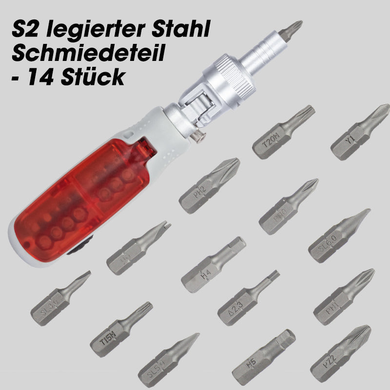 EasyScrew™ – 14-in-1 Ratschen-Schraubendreher für Haushalt & Werkstatt