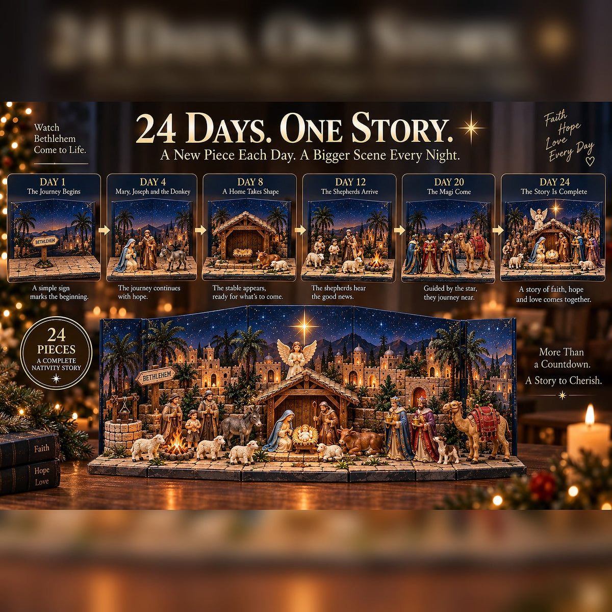 NoelTale™ Krippen-Adventskalender | 24 Tage voller Weihnachtszauber