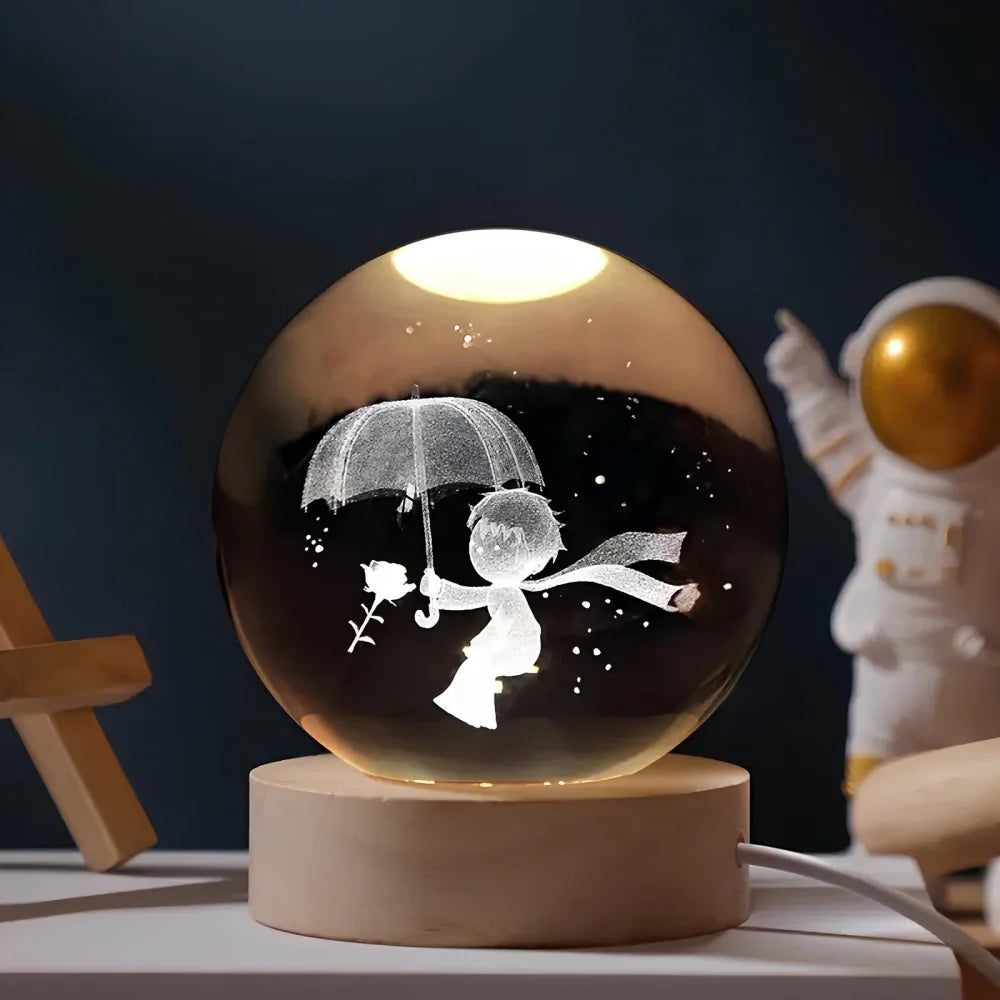 LumiOrbit™ Kristallkugel mit 3D-Licht | Magische Weltraum-Atmosphäre & Stimmungsvolle Beleuchtung