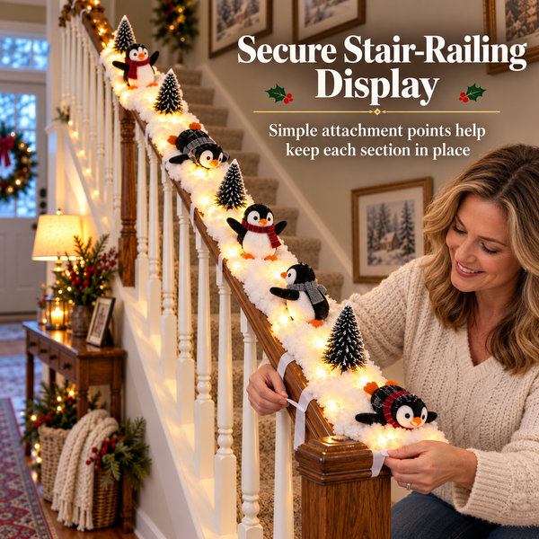 PinguLumi™ Weihnachts-Treppendeko | Kuschelige Pinguine & warmer Lichterglanz