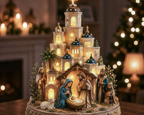 Nativora™ Bethlehem Krippenkirchturm mit Beleuchtung | Festliche Weihnachtsatmosphäre
