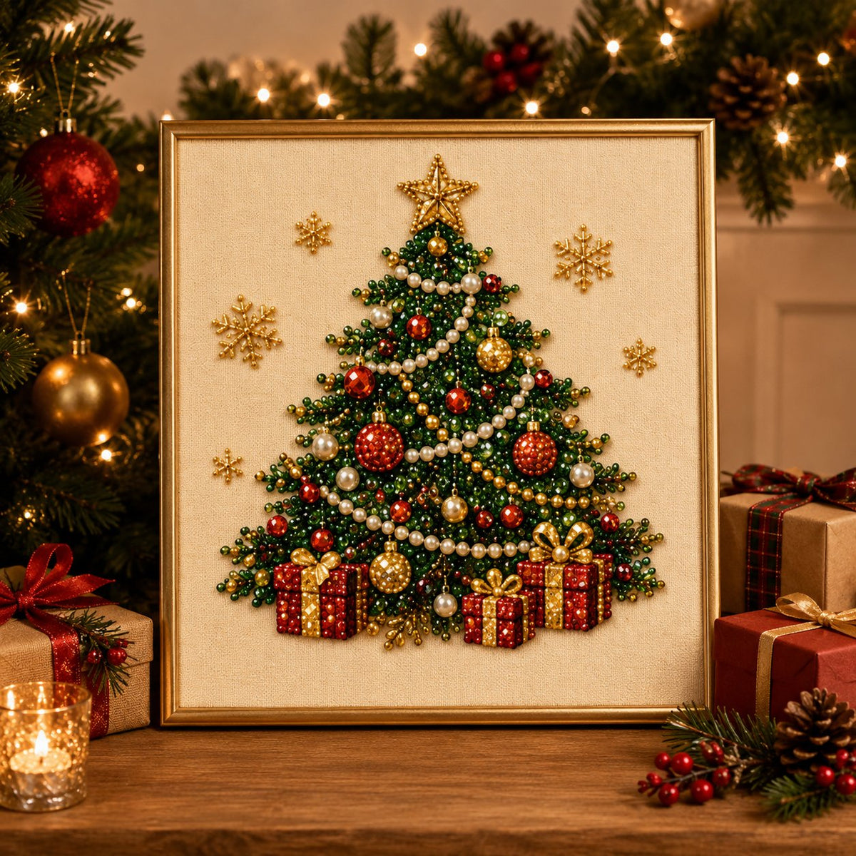 PearlMerry™ DIY-Weihnachts-Perlenkunst-Set – Festliche Bilder gestalten & gemütliche Winterabende kreativ genießen