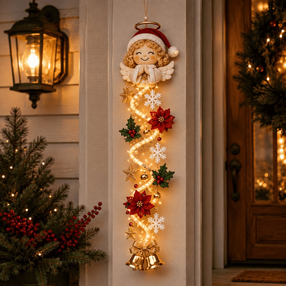 MerryCascade™ Leuchtender Weihnachts-Türhänger | Warmer Lichterglanz & Festliche Eingangsd ekoration
