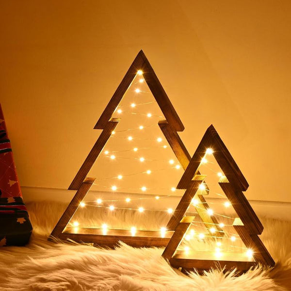 WoodLumi™ Weihnachtsbaum-Set – Beleuchtete Holz-Weihnachtsbäume mit LED-Lichtern | Gemütlicher Festtagsglanz