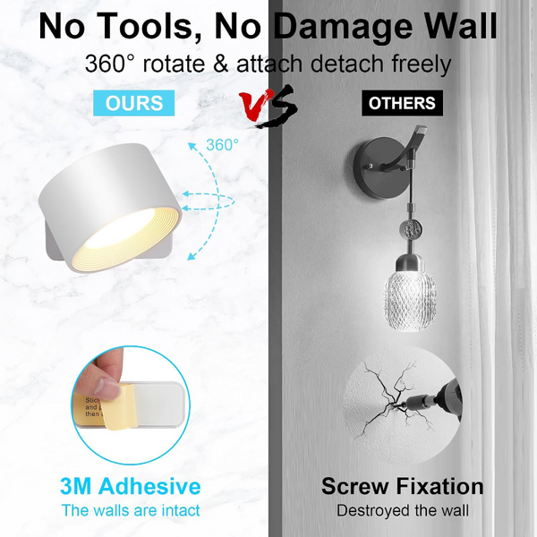 1+1 GRATIS | LumiPod - Drehbare kabellose LED-Wandleuchte