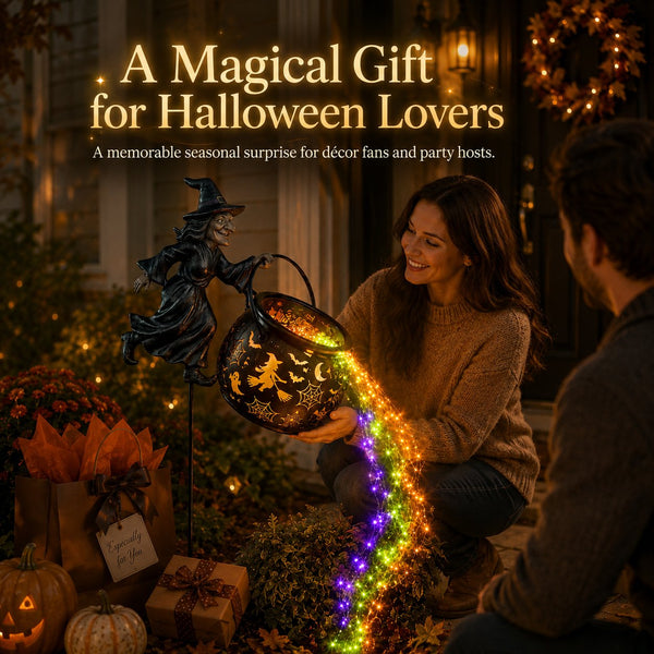 HexaGlow™ Halloween Hexenkessel Gartenlicht – Magische Farben & Projektionen für Ihre Halloween-Dekoration 🎃✨
