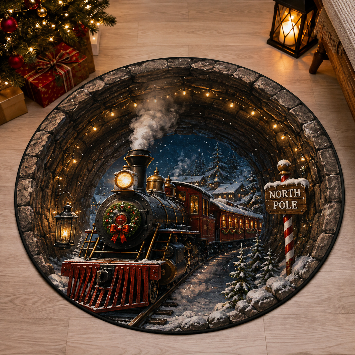WinterVista™ 3D Weihnachts-Illusions-Teppich – Magische 3D-Tiefe für festliche Räume