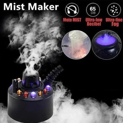MystiGlow™ 12-LED Nebelgenerator – Farbiger Ultraschallnebel für Halloween, Deko & Wasserspiele 🎃✨