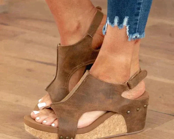Tamera - Leder-Keilabsatz-Sandalen