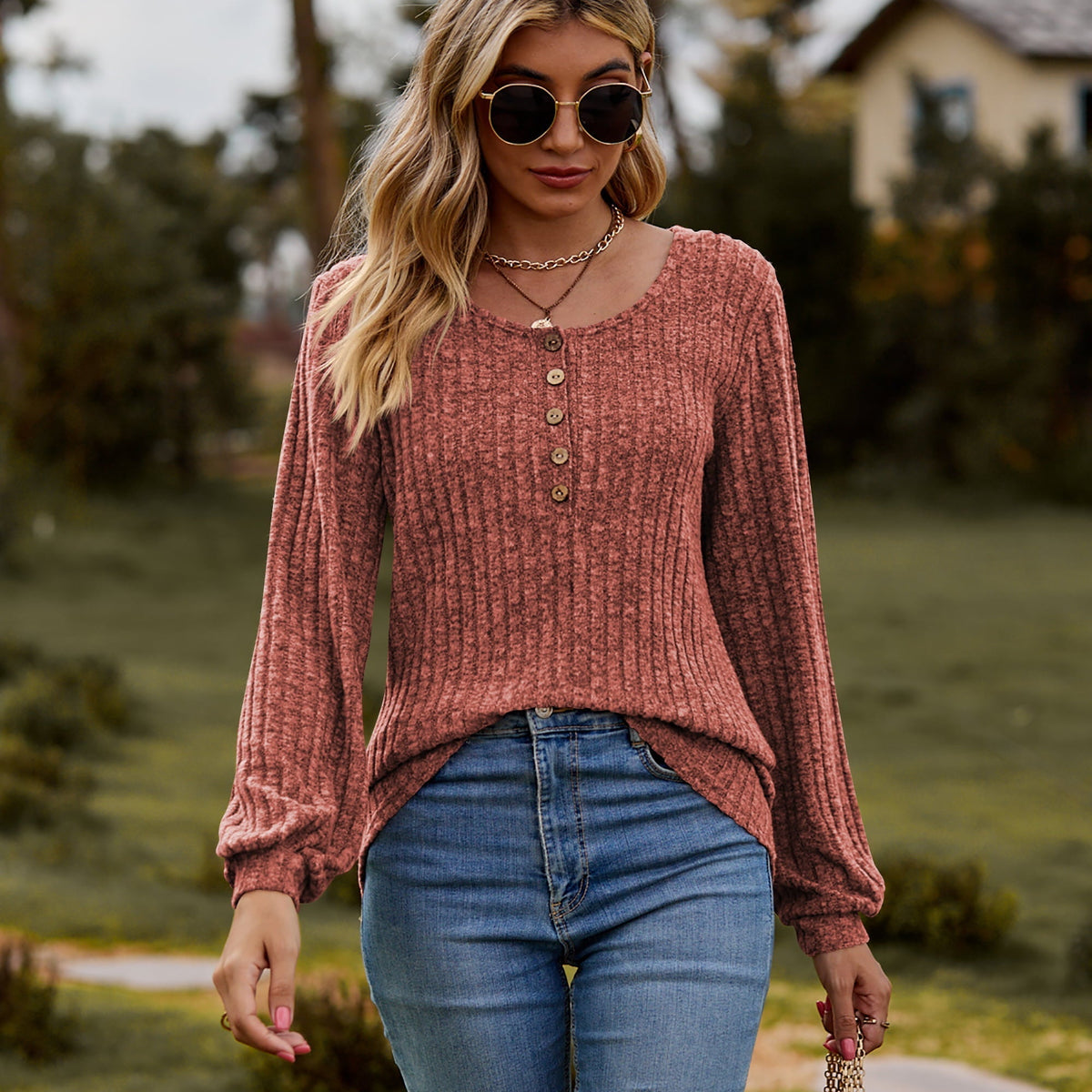 Dulce™ | Langärmeliger Pullover mit Knopfleiste