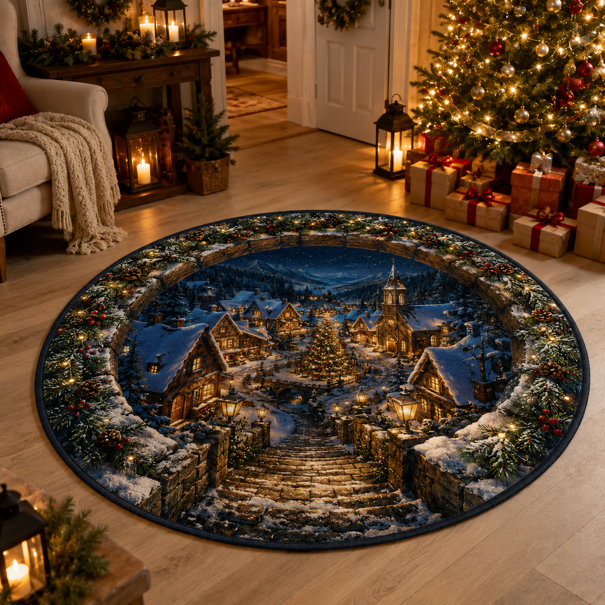WinterVista™ 3D Weihnachts-Illusions-Teppich – Magische 3D-Tiefe für festliche Räume