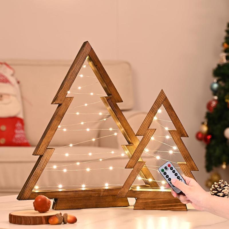 WoodLumi™ Weihnachtsbaum-Set – Beleuchtete Holz-Weihnachtsbäume mit LED-Lichtern | Gemütlicher Festtagsglanz