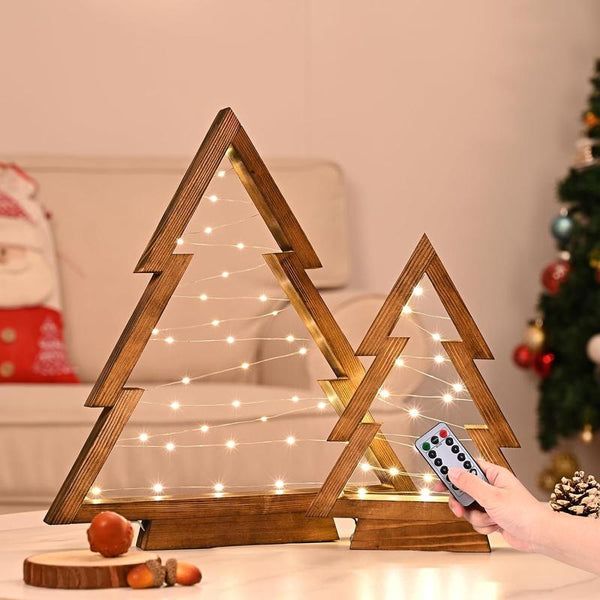 WoodLumi™ Weihnachtsbaum-Set – Beleuchtete Holz-Weihnachtsbäume mit LED-Lichtern | Gemütlicher Festtagsglanz