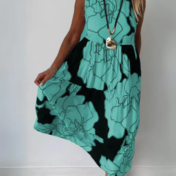 Bedrucktes schulterfreies Kleid