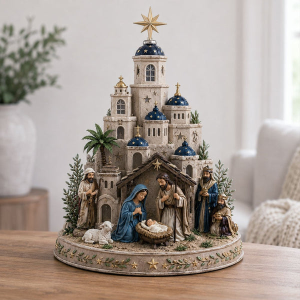 Nativora™ Bethlehem Krippenkirchturm mit Beleuchtung | Festliche Weihnachtsatmosphäre