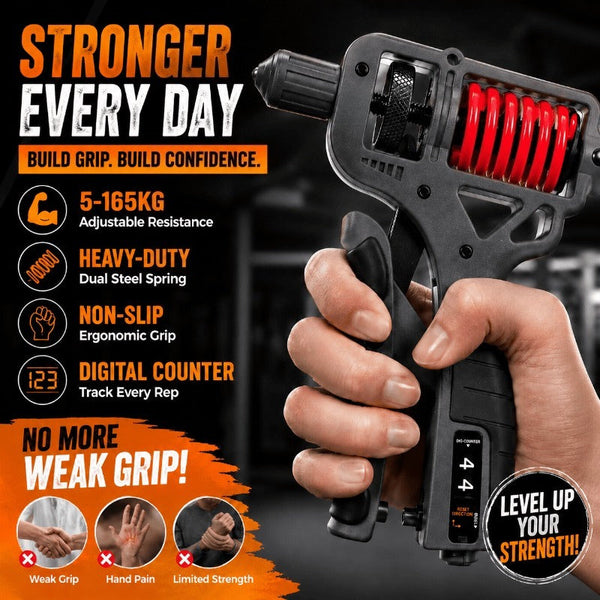 GripTrack™ Digitaler Handtrainer | Einstellbarer Widerstand bis 165 kg