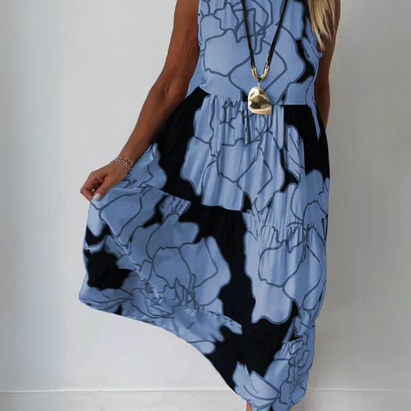 Bedrucktes schulterfreies Kleid