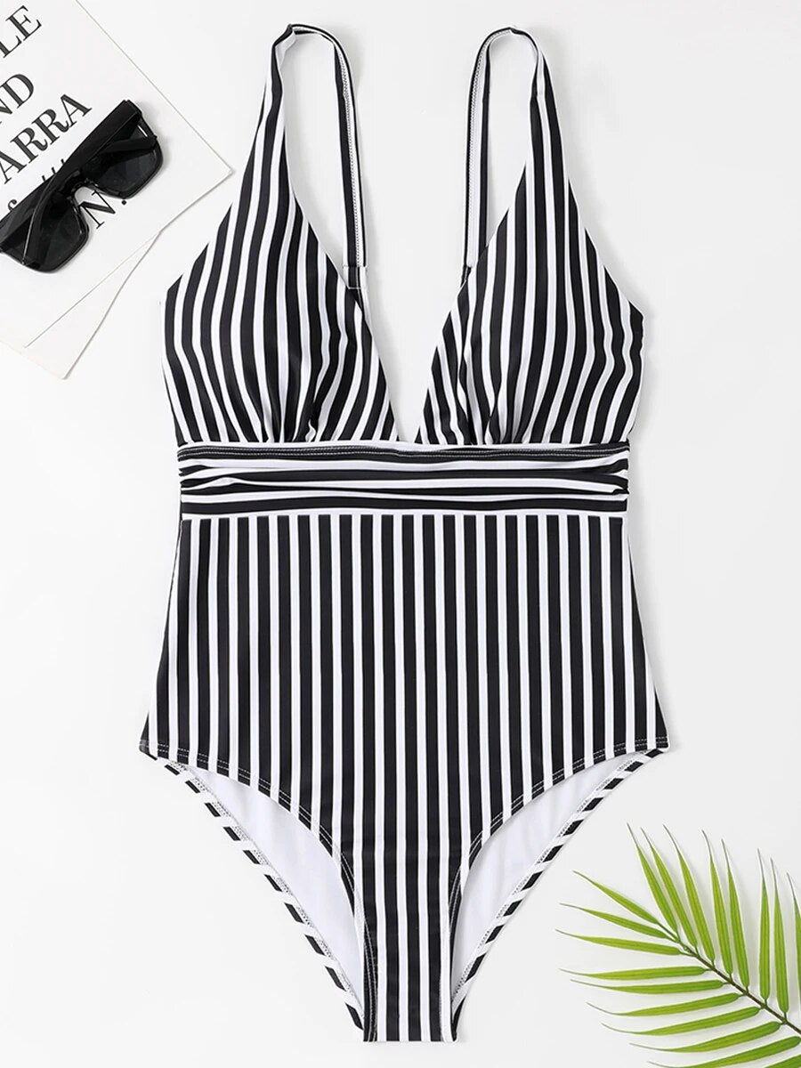 Sally™ - Stylischer gestreifter Badeanzug