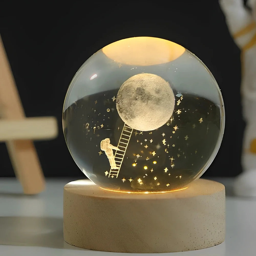 LumiOrbit™ Kristallkugel mit 3D-Licht | Magische Weltraum-Atmosphäre & Stimmungsvolle Beleuchtung