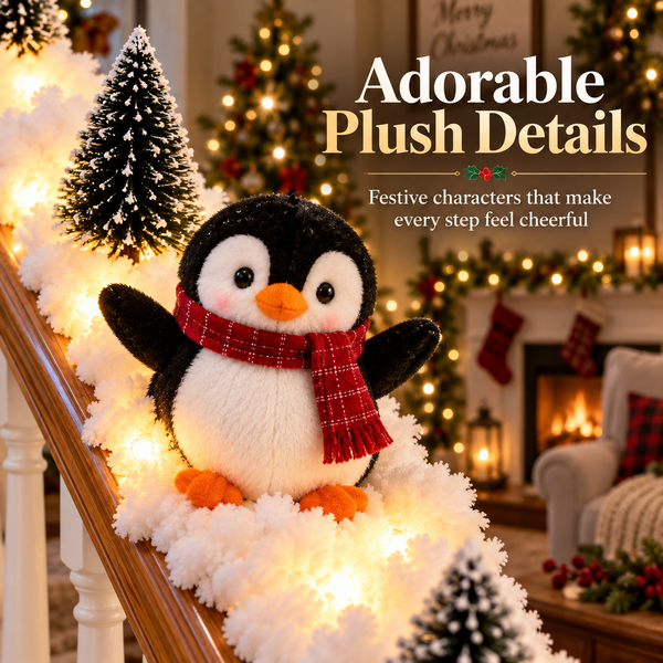 PinguLumi™ Weihnachts-Treppendeko | Kuschelige Pinguine & warmer Lichterglanz