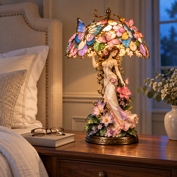 BlütenFairy™ Schmetterlingsfee-Tischlampe | Märchenhafter Lichterglanz & florale Eleganz