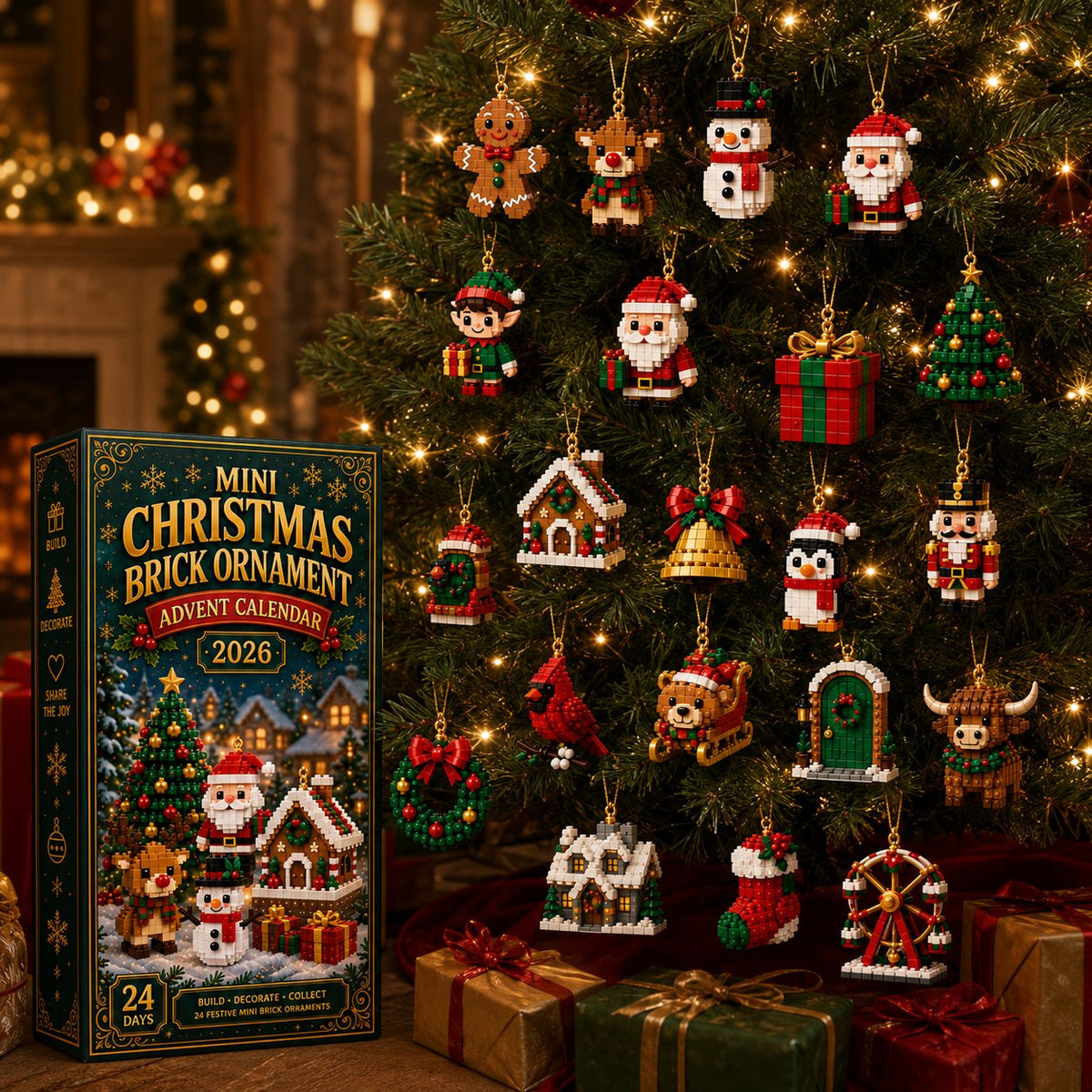 Brickora™ Mini-Adventskalender | 24 Weihnachts-Bausets zum Bauen & Dekorieren