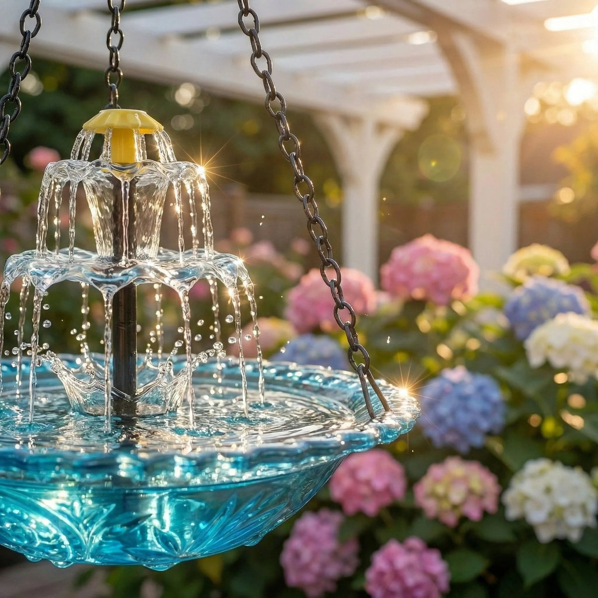 Birdora™ Solar-Kaskaden-Hängebad für Vögel | Entspannende Gartenatmosphäre