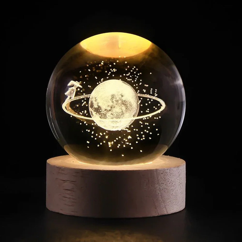 LumiOrbit™ Kristallkugel mit 3D-Licht | Magische Weltraum-Atmosphäre & Stimmungsvolle Beleuchtung