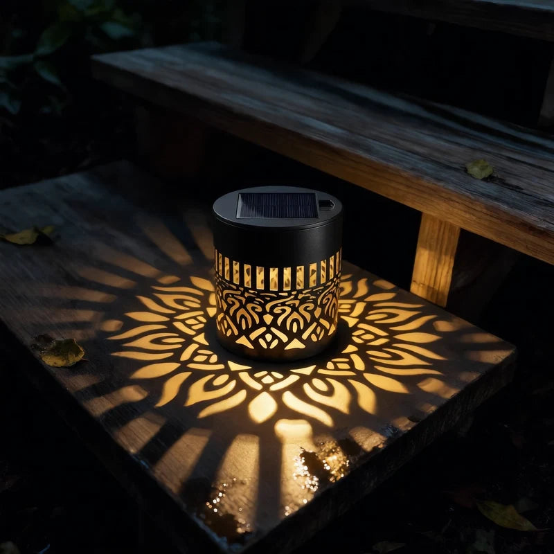 Lunara™ Solar-Mandala-Gartenleuchte | Magische Lichtmuster & warmes Abendambiente