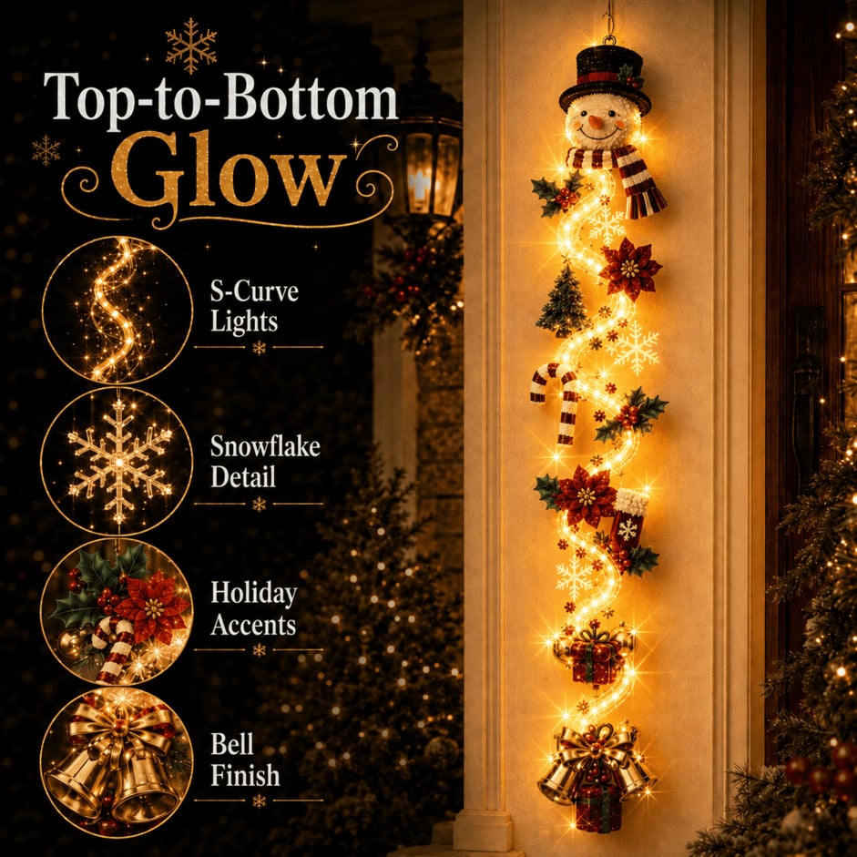 MerryCascade™ Leuchtender Weihnachts-Türhänger | Warmer Lichterglanz & Festliche Eingangsd ekoration