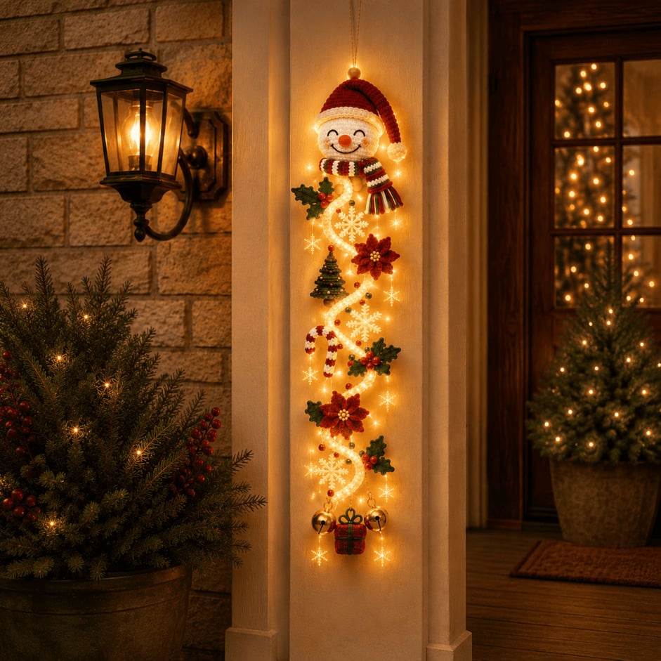 MerryCascade™ Leuchtender Weihnachts-Türhänger | Warmer Lichterglanz & Festliche Eingangsd ekoration