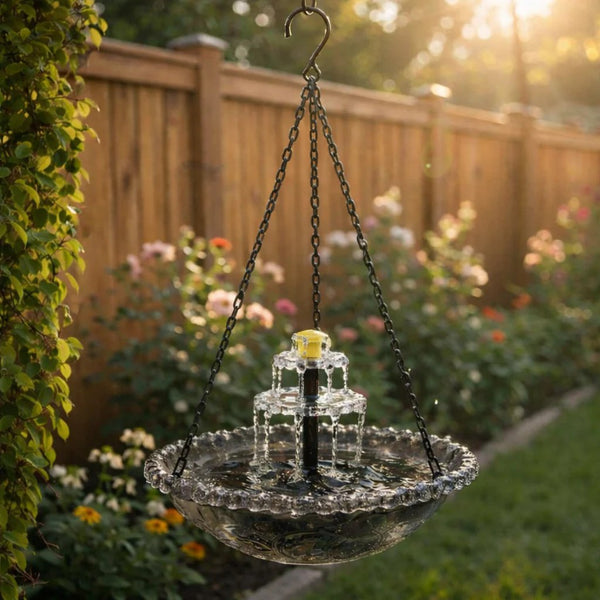 Birdora™ Solar-Kaskaden-Hängebad für Vögel | Entspannende Gartenatmosphäre