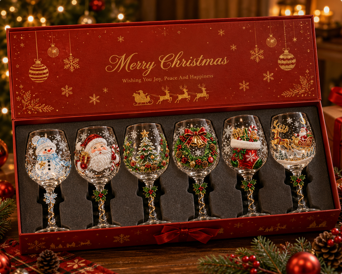 FestivoGlas™ 3D Weihnachts-Weingläser – Festlicher Trinkgenuss mit zauberhaftem Weihnachtsdesign