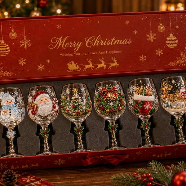 FestivoGlas™ 3D Weihnachts-Weingläser – Festlicher Trinkgenuss mit zauberhaftem Weihnachtsdesign