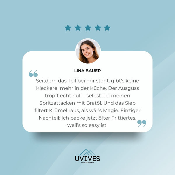 OilSaver™ - Küchenölbehälter aus Edelstahl mit Sieb