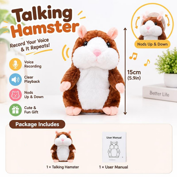 HammiPop™ Sprechender Plüschhamster | Lustiger Sprachspass für Gross & Klein