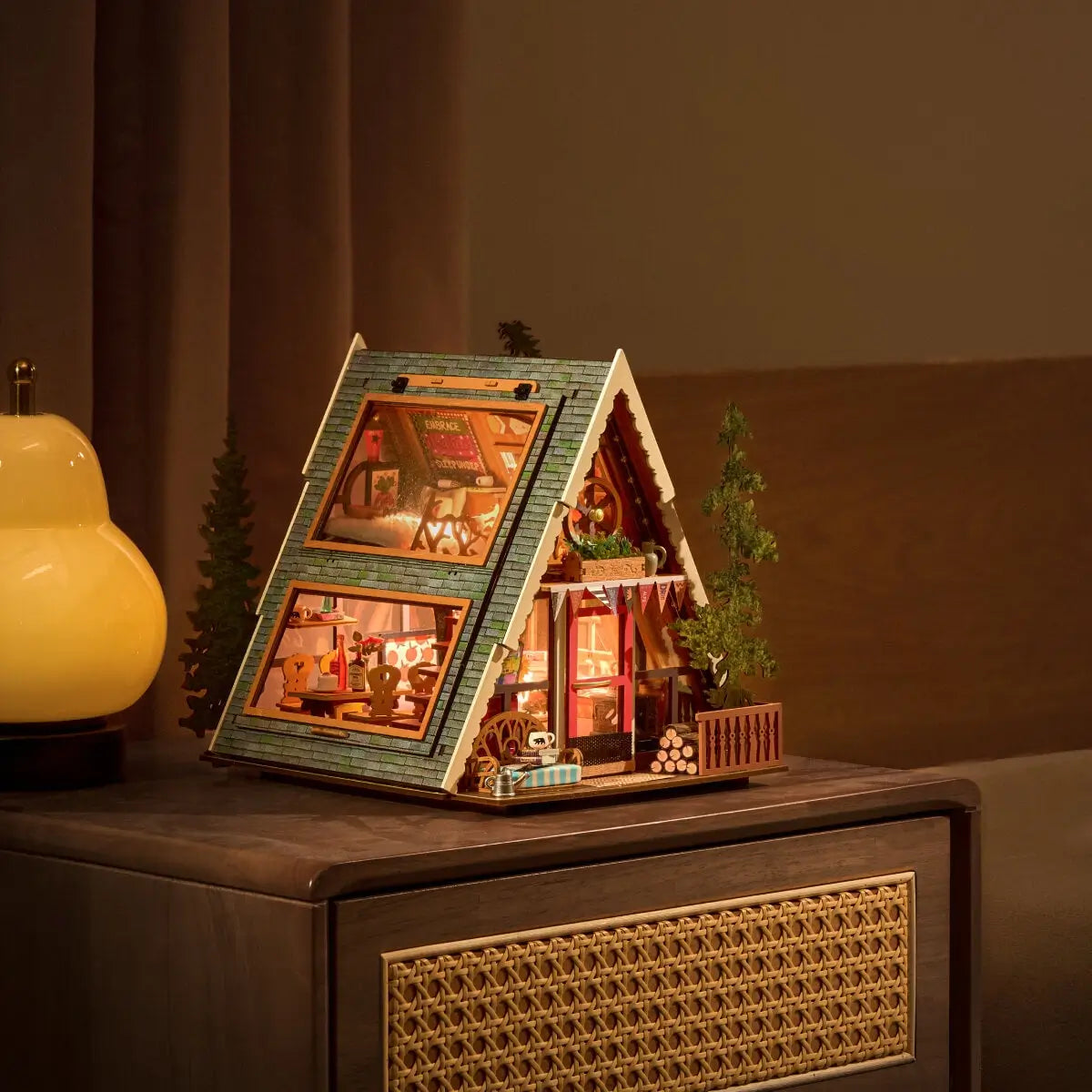 CabinLuma™ DIY Miniatur-Holzhütte – Gemütliche Waldszene bauen & mit warmem LED-Licht zum Leuchten bringen