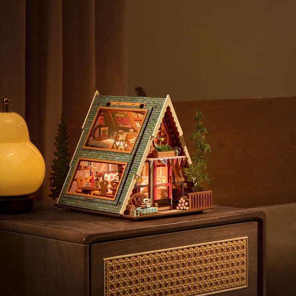 CabinLuma™ DIY Miniatur-Holzhütte – Gemütliche Waldszene bauen & mit warmem LED-Licht zum Leuchten bringen