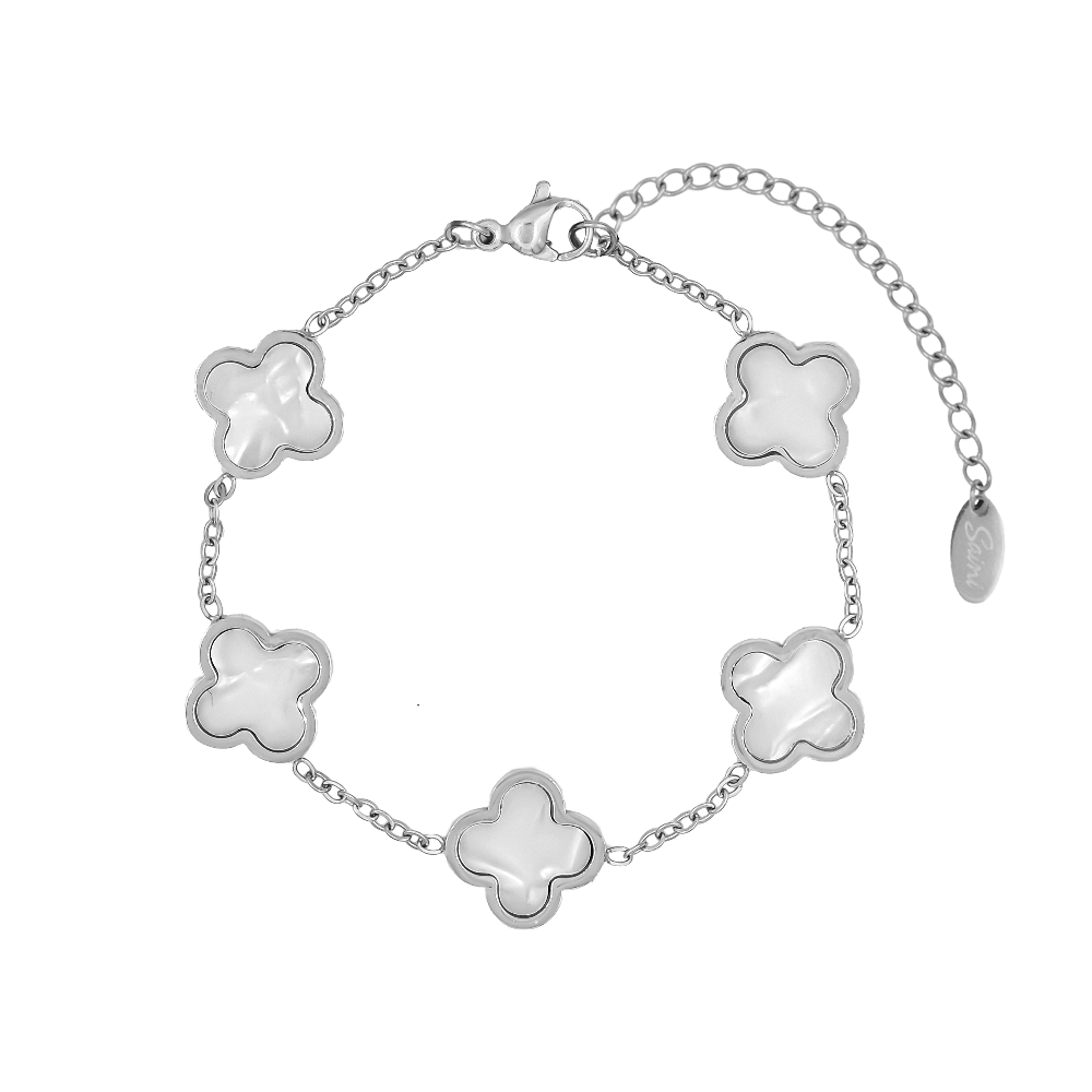 EleganceCharm™ Perlmutt Classic Clover Armband – 18K Vergoldet