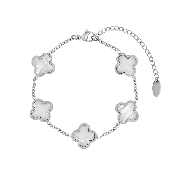 EleganceCharm™ Perlmutt Classic Clover Armband – 18K Vergoldet